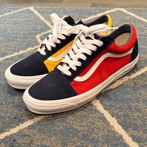 Vans Men's Red, Navy, and Yellow Sneakers
